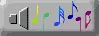 music speaker rainbow notes gif button